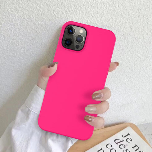DEENAKIN iPhone 12 Pro Max Case with Screen Protector, Soft Silicone Gel Rubber Bumper Cover, Hot Pink