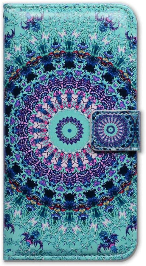 Green Mandala Design Case for iPhone 11, Flip Leather Wallet Cover with Credit Card Slot and Kickstand