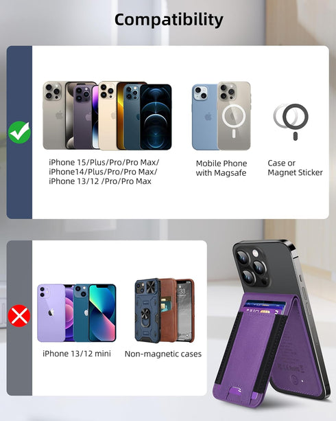 Magsafe Wallet for iPhone 16/15/14/13/12 Series, Magnetic Wallet with Apple Find My, 8-Card Holder, RFID Blocking,