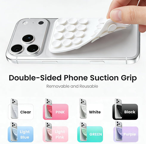 Mnyatr Upgraded Double Sided Silicone Suction Cup Phone Case Mount, Sticky Phone Grip Holder for Hands-Free Selfes