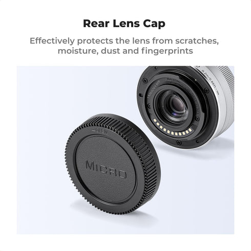 K&F Concept M4/3 Mount Rear Lens Cap & Body Cap Cover Kit for Olympus E-M1X E-M1 II E-M5 III E-M10 IV & Panasonic GH5