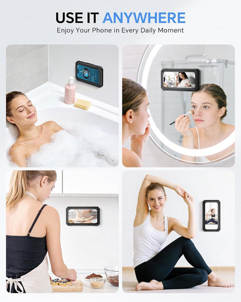 UPRONE 480 4-7" Waterproof Phone Holder for Shower- Rotatable Retractable Adjustable Anti Fog iPhone Case