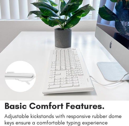 Macally Full Size USB Wired Keyboard for Mac and PC, Plug & Play with 15 Shortcut Keys for Easy Controls & Navigation