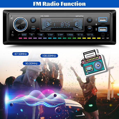 GOHHDL MP3 Display,64GB Single Din Bluetooth Multimedia Car Stereo Radio Player,USB/TF/AUX-in,FM,LCD SD