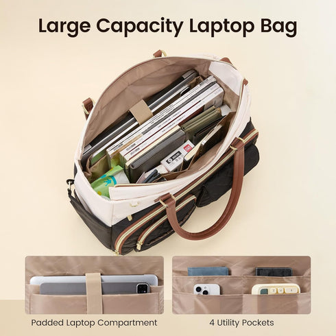 LOVEVOOK 15.6 Inch Teacher Tote Bag for Women Work, Laptop Bag with Large Cup Holder, Nurse Bag with Multi Pocket