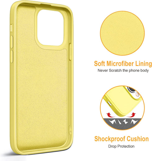 Hython iPhone 13 Pro Max Case with 360° Rotatable Ring Holder, Shockproof Rubber Protective Cover for Women, Yellow