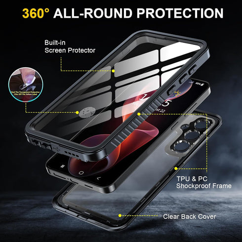 ANTSHARE for Samsung Galaxy S24 Case, IP68 Underwater Shockproof Heavy Duty Protective Case with Built-in Lens & Screen