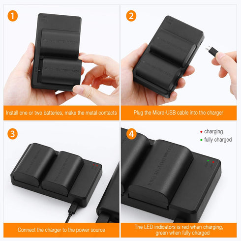 LP-E6 LP E6N Replacement Camera Batteries with Rapid Dual Charger Set for Canon 5D Mark II, III, IV, 6D, 7D