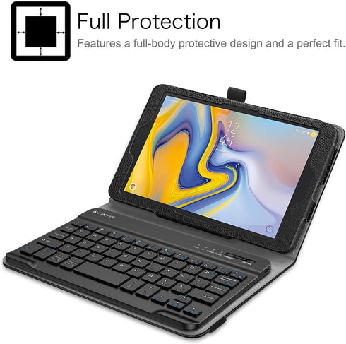 Fintie Folio Keyboard Case for Samsung Galaxy Tab A 8.0 2018 Model SM-T387, Black PU Leather Stand Cover