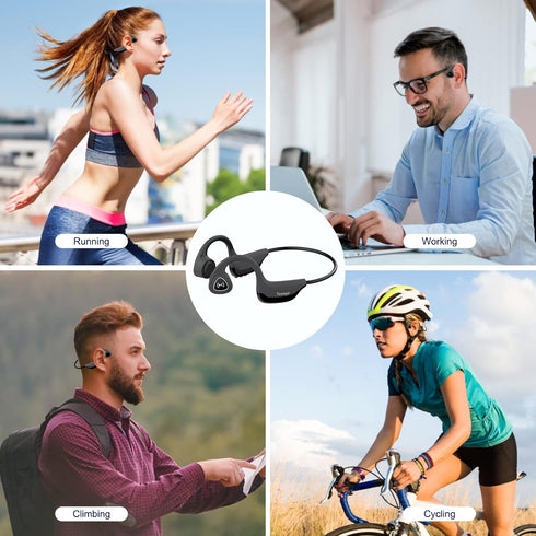 Tayogo Bone Conduction Headphones, Wireless Bluetooth Earbuds, Open Ear Headset with Mic for Running, Cycling, Yoga