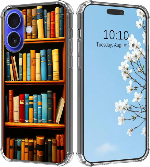 BFSEROBJ for iPhone 17 Case with a Bookshelf Pattern Design Ultra-Thin Clear Soft