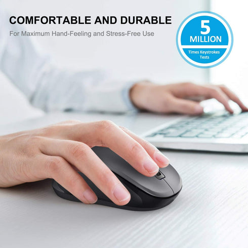 WisFox 2.4G Wireless Mouse for Laptop, Ergonomic Computer Mouse with USB Receiver and Type-C Adapter, 3 Adjustable