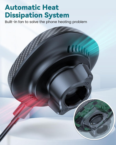 Wireless Magnetic Car Mount Charger for Magsafe, Cup Holder Charger with Heat Dissipation System, Fast Charging Phone