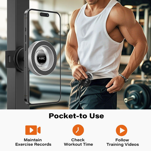 A2C Phone Holder for Peloton Bike, Stroller Phone Holder with Strong Magnets, Adjustable Strap Phone Mount for Shopping