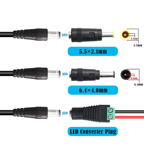 GINTOOYUN USB2.0 to DC Power Cable with 13 Connector Plugs for Laptops, Speakers, Power Banks, Routers (60.2Inch)