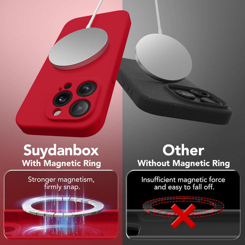 iPhone 15 Pro Max Case, Deep Red Silicone, MagSafe Compatible, Shockproof, Full Camera Protection, Includes 2 Screen