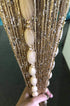 Hysenm Door String Curtains, 39x79 Inch Champagne Panel Soft Balls for Room Divider Home Décor