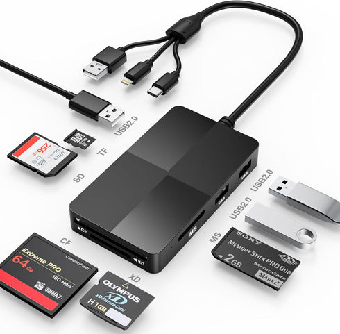 SHOWAIST Memory Stick Pro Duo Reader Adapter, 8 in 1 SD/MS/TF/CF/XD Card Reader
