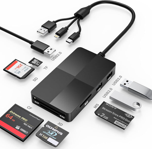 SHOWAIST Memory Stick Pro Duo Reader Adapter, 8 in 1 SD/MS/TF/CF/XD Card Reader