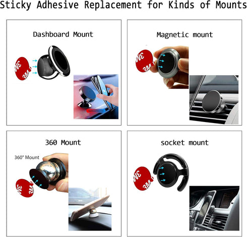 K TOMOTO 10 Pack 3M VHB Sticky Adhesive Pads for Socket Mount Base, Double Side Heat Resistant Strong Sticker