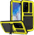 Galaxy S22 Ultra Rugged Case, Metal Bumper with Built-in Screen Protector & Stand, Waterproof Heavy Duty Cover (Yellow)