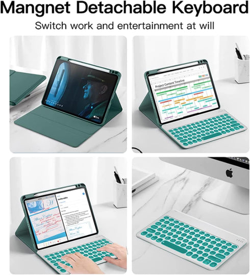 Keyboard Case for iPad Pro 12.9-inch 2017/2015, 7 Color Backlit Detachable Bluetooth Keyboard, Black