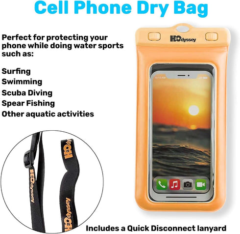Waterproof Phone Case with Lanyard, Excellent Protection Floats in Water (Orange)