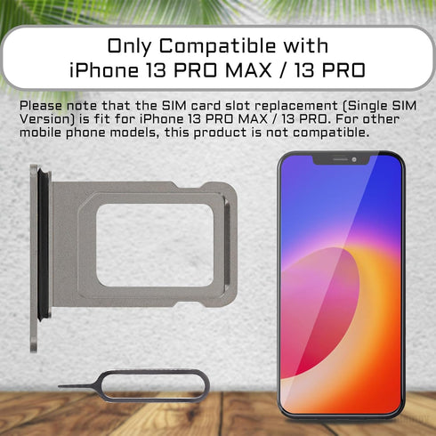 iPhone 13 Pro Max Black SIM Card Tray Replacement, Single SIM Version for iPhone 13 Pro SIM Slot Adapter, Card Holder