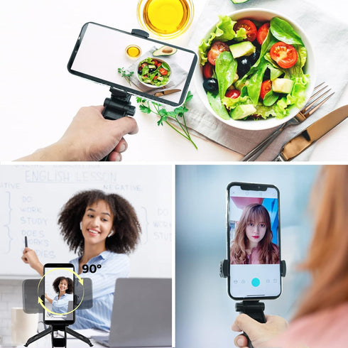Goocong Phone Tripod Mini Tabletop Small Tripods Desktop Stand Compact Vlog Travel Selfie Stick Handle Grip for iPhone