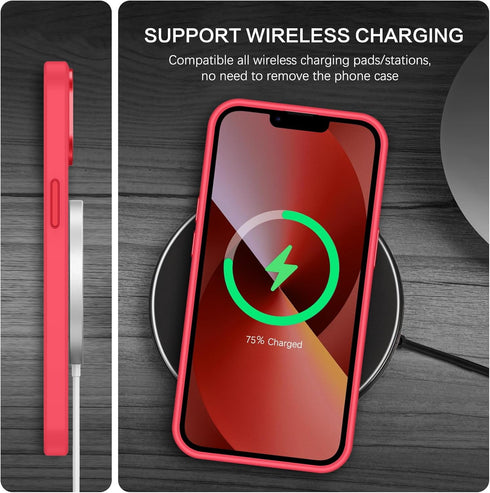 BENTOBEN iPhone 13/14 Case - Slim Shockproof Translucent Matte, Red, Compatible with MagSafe, 6.1" Protective Cover.