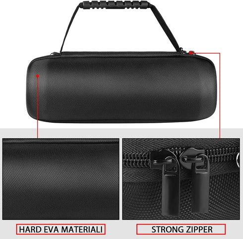 Geekria Shield Speaker Case for JBL Charge 5 and Charge 4 - Portable Bluetooth Speaker Hard Shell Travel Bag (Black)