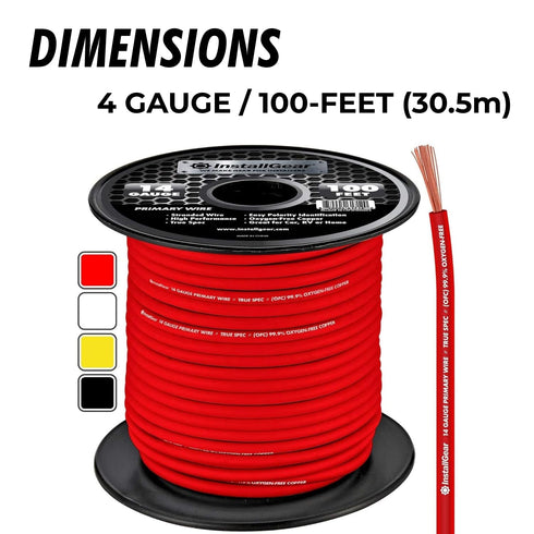 InstallGear 14 Gauge OFC Primary Remote Wire, 100-feet Red | Speaker Cable for Car Speakers, Home Theater