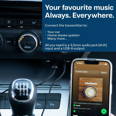 MMOBIEL Bluetooth AUX Adapter, USB to 3.5mm AUX Bluetooth Car Adapter with Microphone for Music and Handsfree Calling