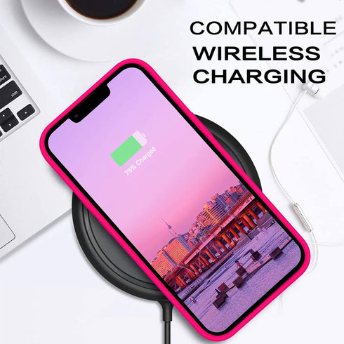 BENTOBEN Soft Silicone Gel Case for iPhone 14, Shockproof Protective Phone Cover, Hot Pink