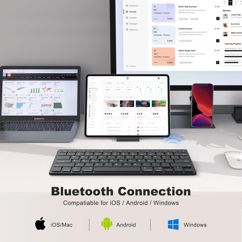 MOFII Bluetooth Keyboard, Ultra-Slim Wireless Computer Keyboard for iPad/iPad Air/iPad Pro/iPad Mini, iPhone, Tablet, Laptop, Compatible with iOS, Mac OS, Android, Windows, Black