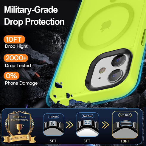 iPhone 11 Case, Shockproof & Drop Resistant (13FT), Translucent Matte, Strong Magnetic, Aluminum Alloy Keys,