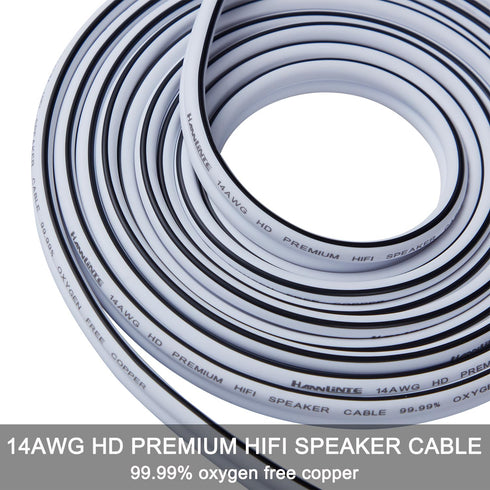 14 AWG HD Premium Soft Touch HiFi Speaker Cable with Banana Plugs - 2 Pack, 3 Feet