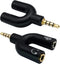 3.5mm Headphone Y Splitter Adapter, Gold Plated 4 Pole Male to Female Audio Stereo Converter (2-Pack)