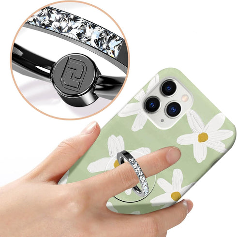 Jsoerpay Transparent Phone Ring Holder 2 Pcs - Clear Cell Phone Ring Holder with Diamond, 360° Rotation