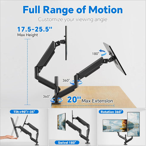 Simple Trending 17-27 inch 2 20 lbs, Dual Monitor Stand for Computer Screens, Computer Stand, Adjustable Stand