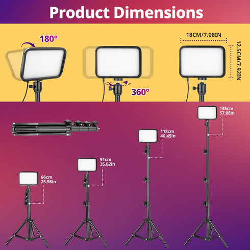 Torjim 16 RGB Photography Video Lighting, Studio Lights with Adjustable Tripod Stand - Color Lighting for Video