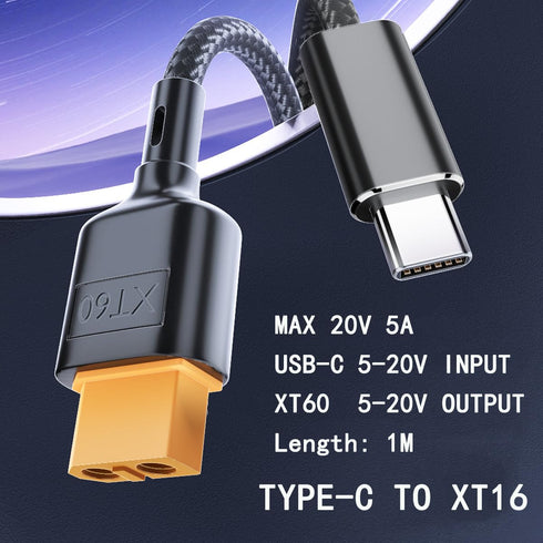 XT60 Female to Type-C Male Charging Cable, XT60 Adapter for M7 M6 M6D Charger, Fatshark Skyzone FPV Monitor