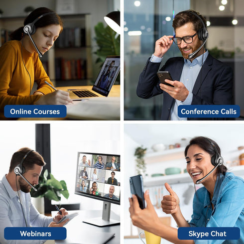 Headset 3.5mm Cell Phone with Microphone Noise Cancelling & Call Controls, Computer Headphones for Samsung PC Business