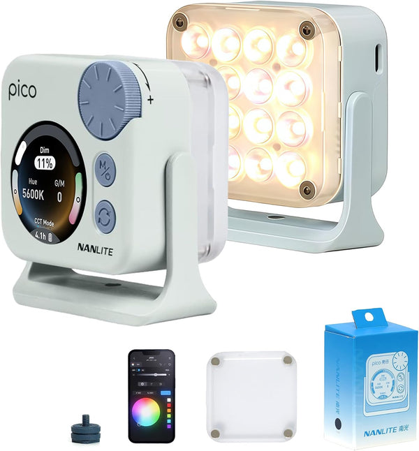NANLITE Pico Portable LED Fill Light Full Color RGB, Snap-On Attachment for Phone/Camera
