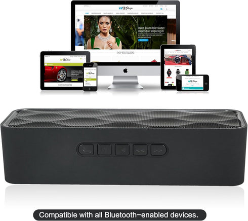 Wireless Bluetooth Speaker with AUX/USB/TF Card Slot, Outdoor Portable Stereo Speaker with HD Audio, Enhanced Bass, FM
