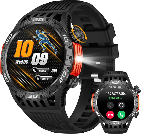 Military Smart Watch for Men, 1.46" Outdoor Tactical Sports Smartwatch, Fitness Watch with Call Function, Black