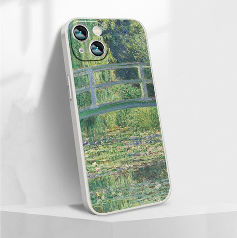 iPhone 14 Plus Protective Case, Water Lilies and Japanese Bridge by Monet Green Modern Fine Art Cover