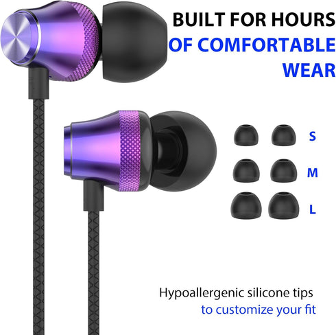 Wired Earbuds with Mic for Laptop PC Chromebook, Noise Cancelling Ear Buds with 3.5mm Plug for Samsung A25 A15 A32 A52