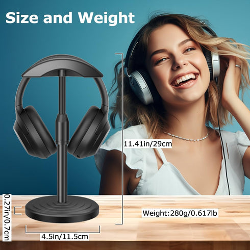 Universal Headphone Stand, Clear - Desk Hanger Holder Organizer for Gaming Headset, Premium Craftsmanship