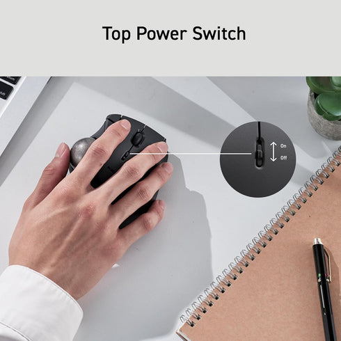 ELECOM Ergonomic Comfort Design Trackball - Wireless 2.4GHz Connect, Super-Smooth Tracking, Compatible for Windows, PC,